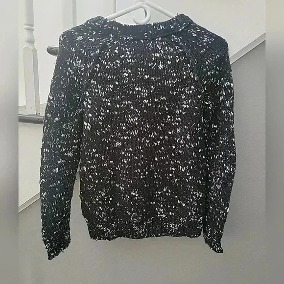 Wallace by J. Crew Black with White Specks Wool Blend Pullover Sweater Med Fall - Picture 4 of 5